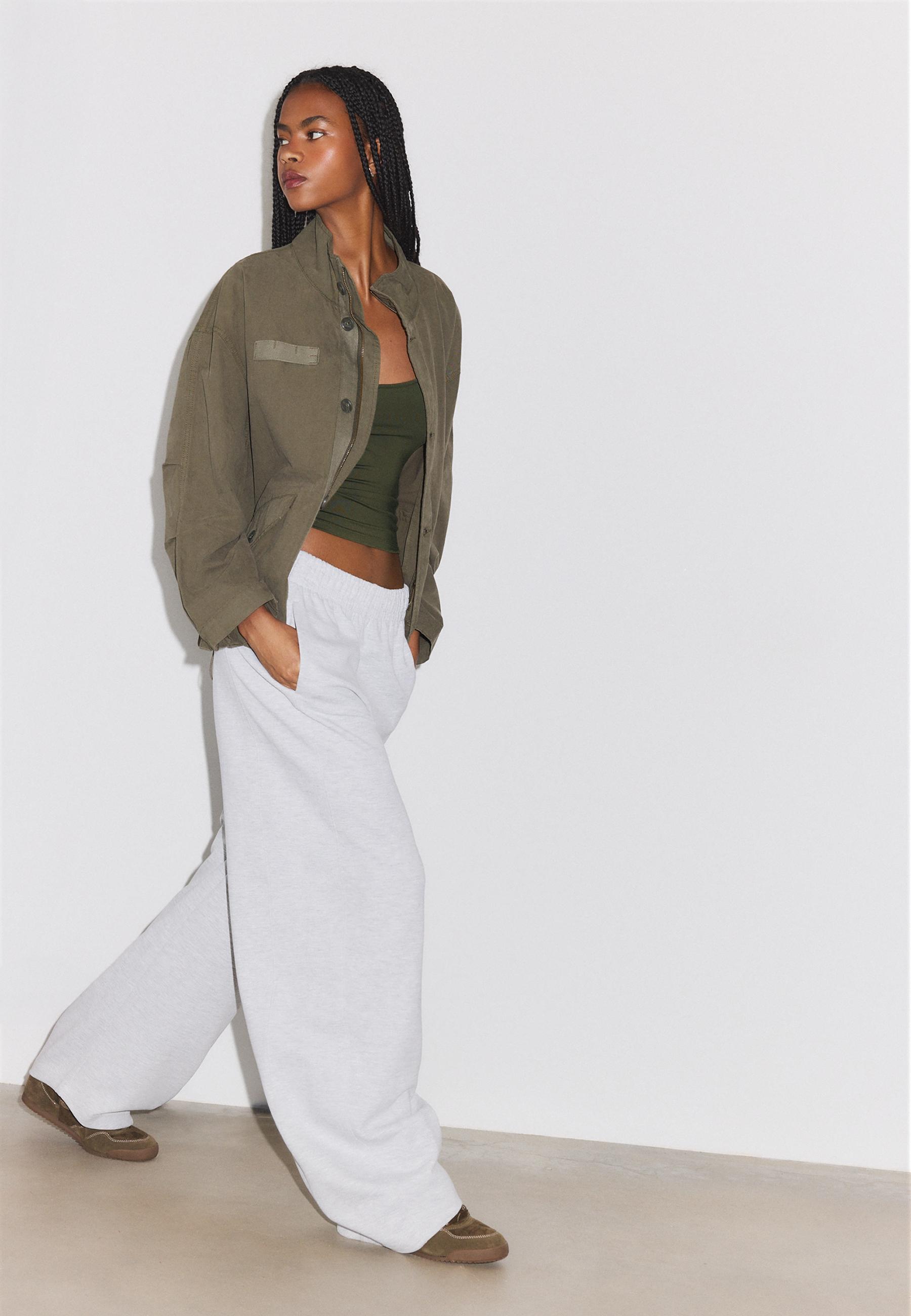 Barrel jogger trousers — Grey melange