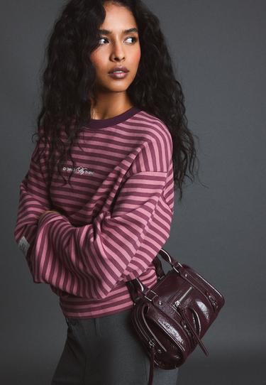Zipped bowling crossbody bag — Burgundy 2
