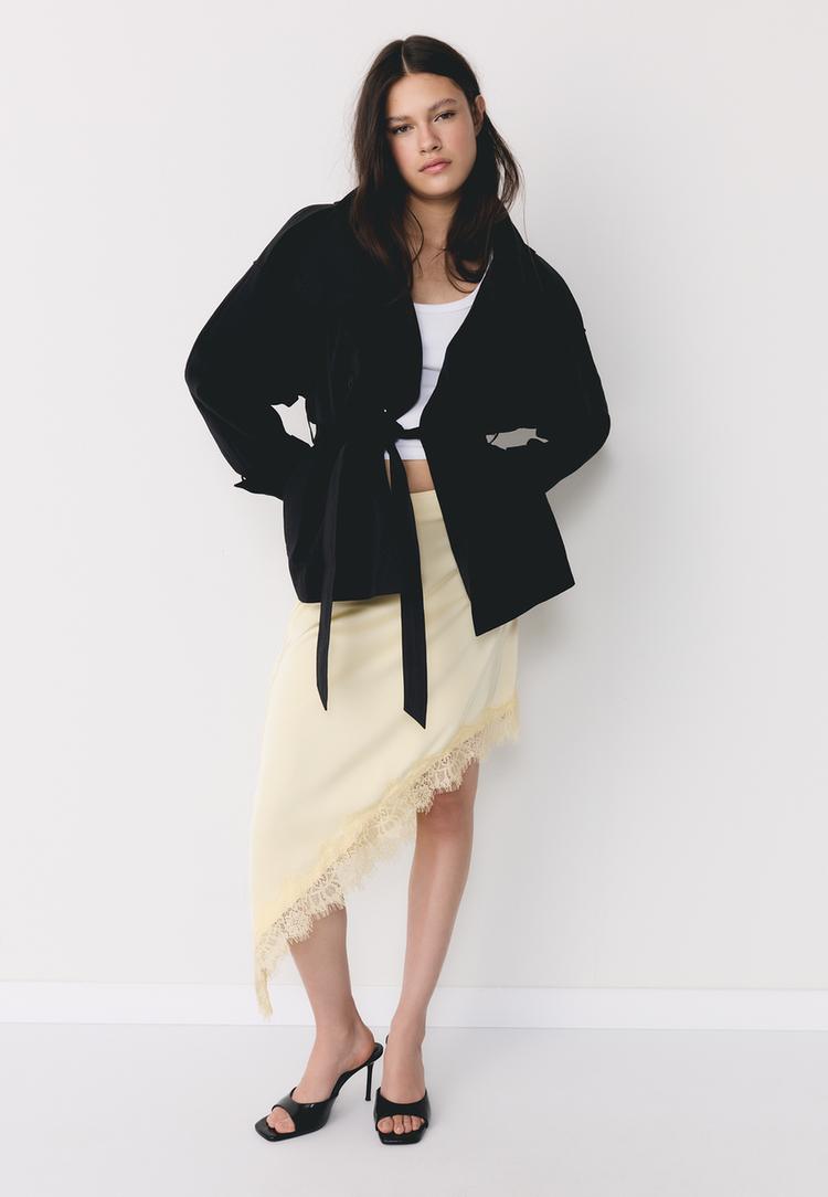 Stradivarius Trenci Guler Înalt Negru Xs