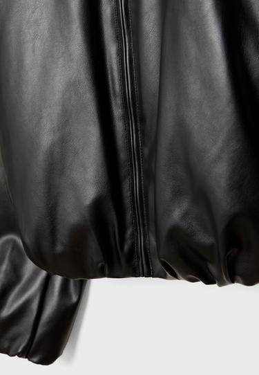 Leather effect quilted bomber jacket — Black 9