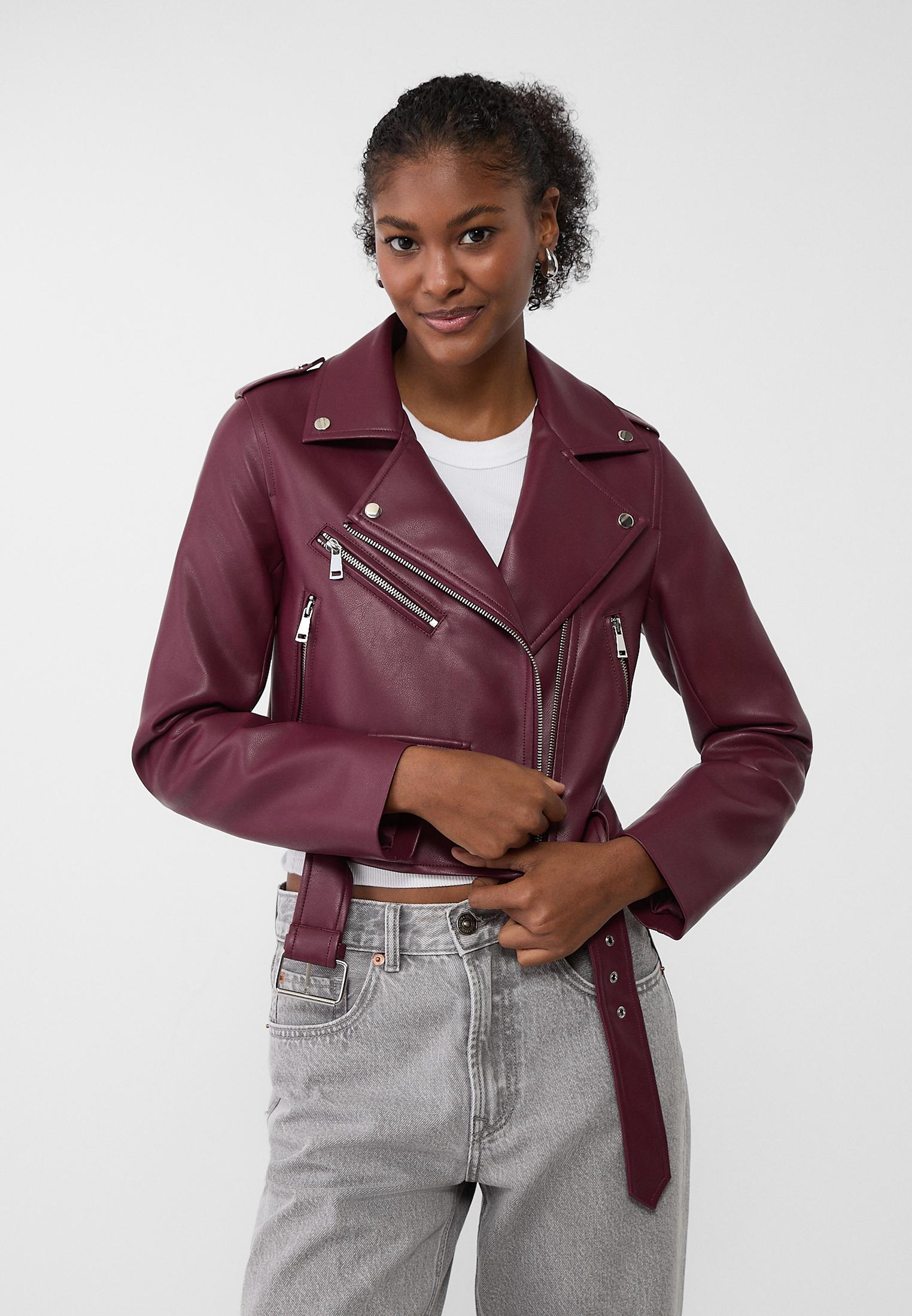 Blouson motard avec ceinture en similicuir Mode femme Stradivarius Algerie