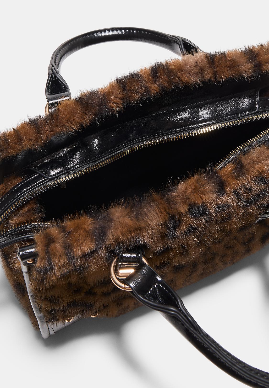 Leopard Faux Fur Leopard Print Fur Shoulder Bag Leopard Print Faux