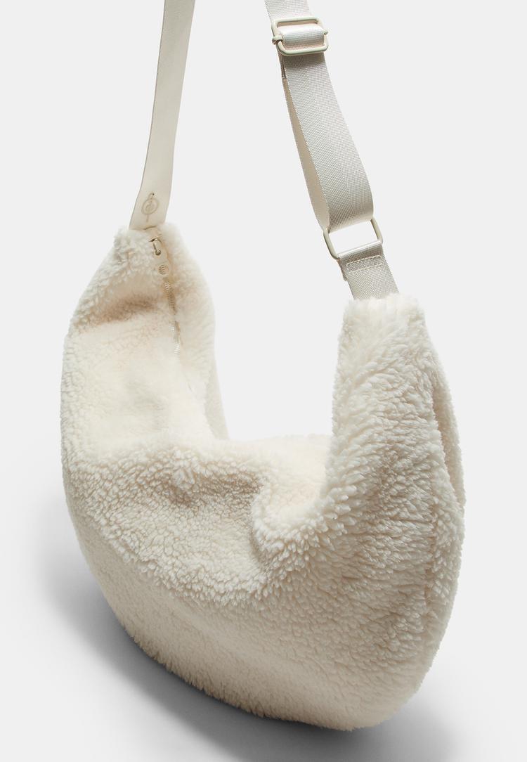 sac bandouliere effet peau de mouton
