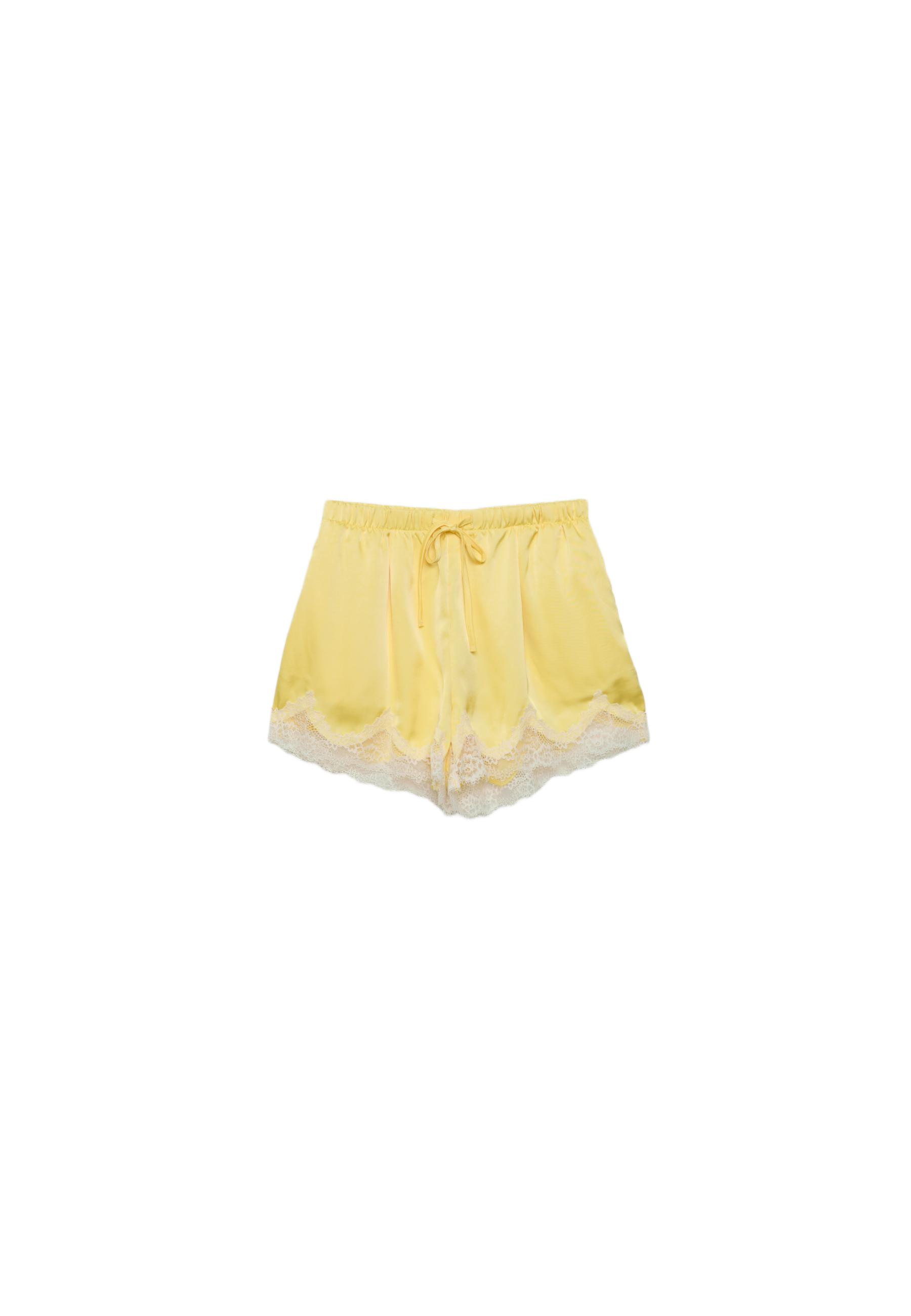 Satin lace shorts — Gold