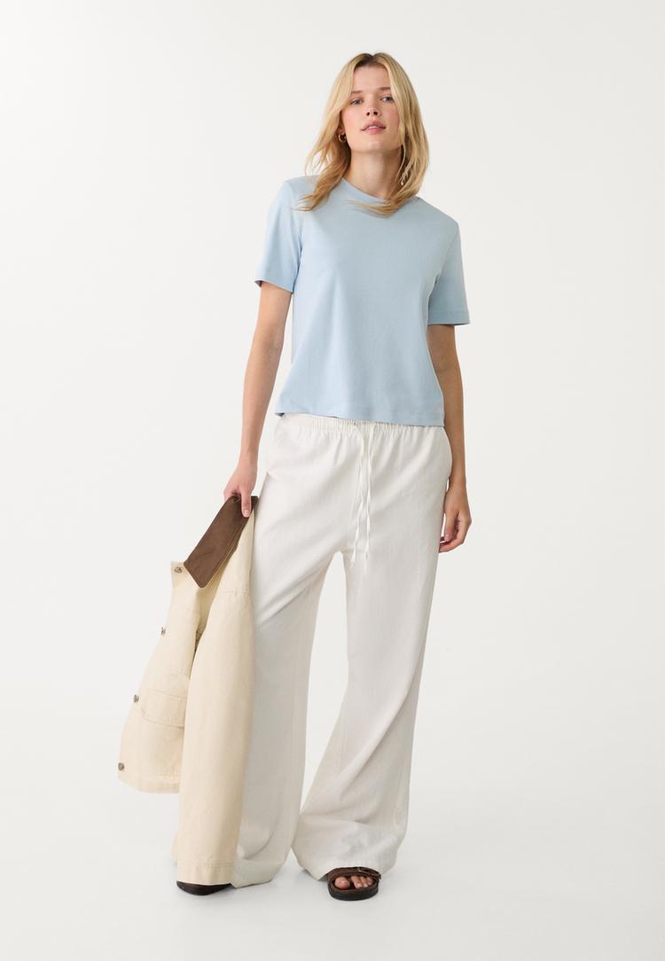 Basic-T-Shirt im Regular-Fit aus schwerem Gewebe Himmelblau XL