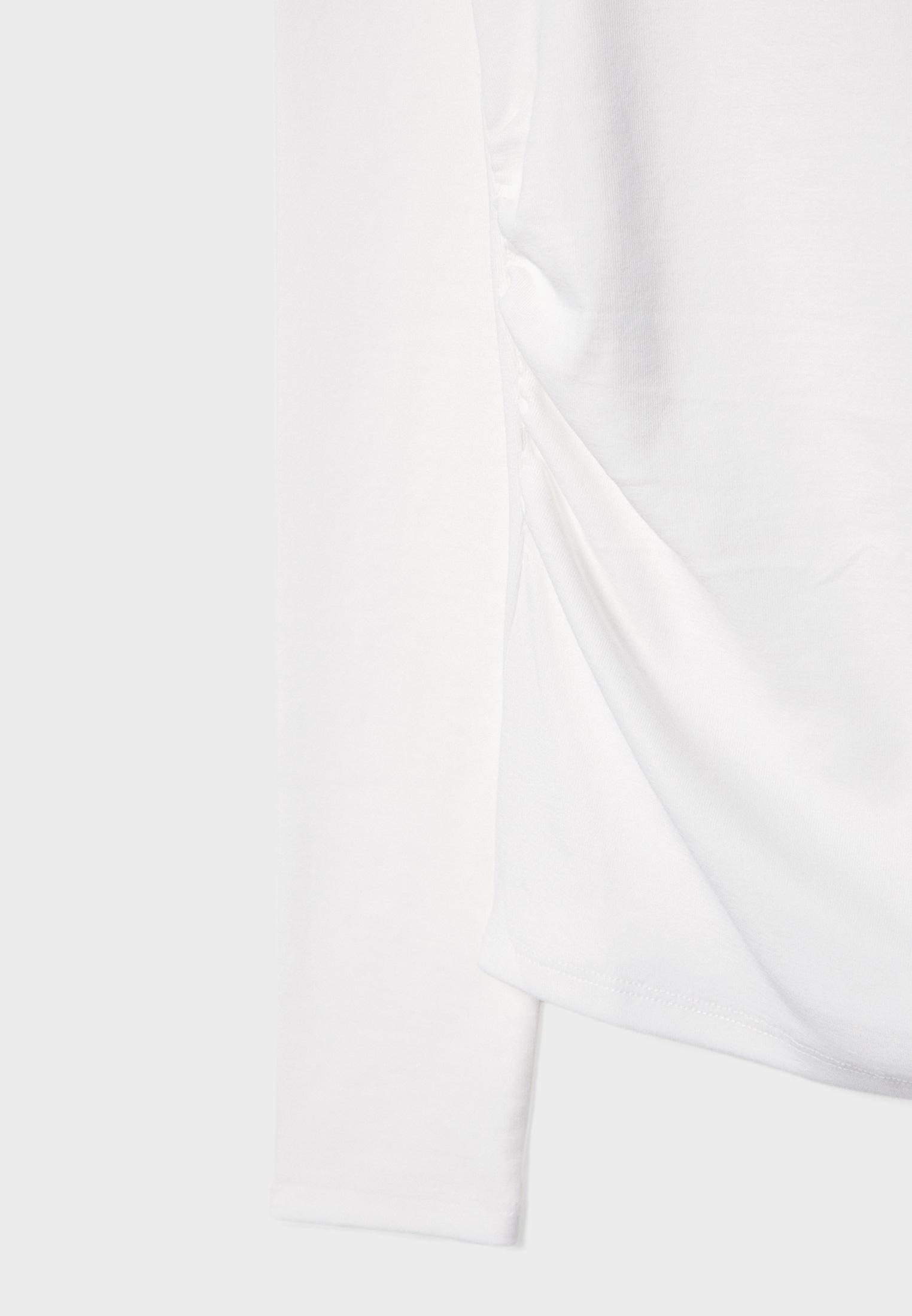 Long sleeve T-shirt with gathering — Ecru