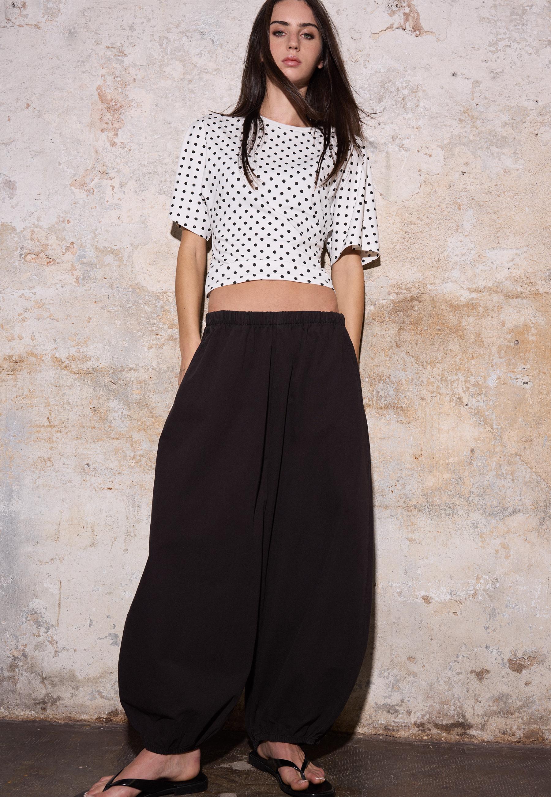 Poplin bloomer trousers — Black