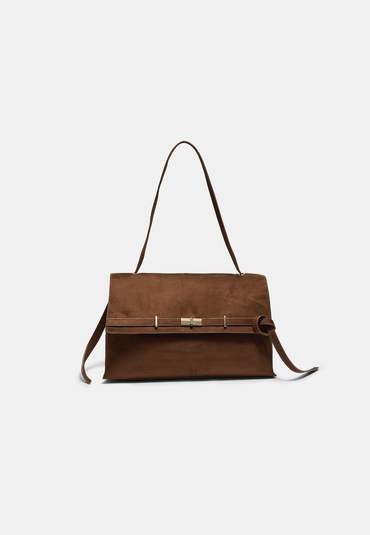 Stradivarius Maxi schoudertas met riemdetail Bruin OS