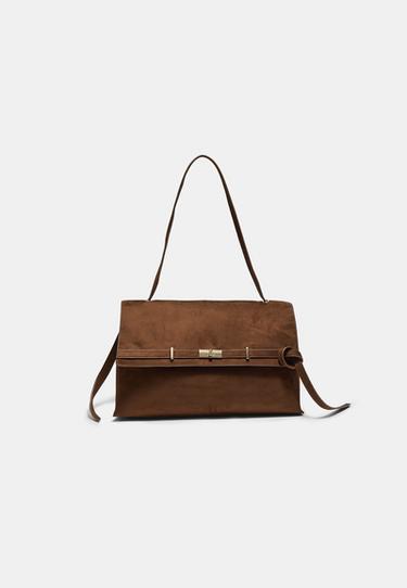 Maxi shoulder bag with belt detail — Brown 1