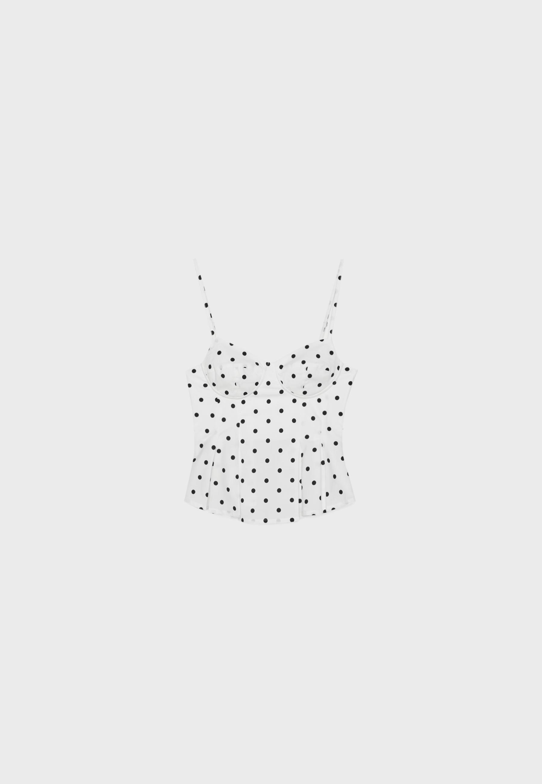 Pleated strappy top — Ecru