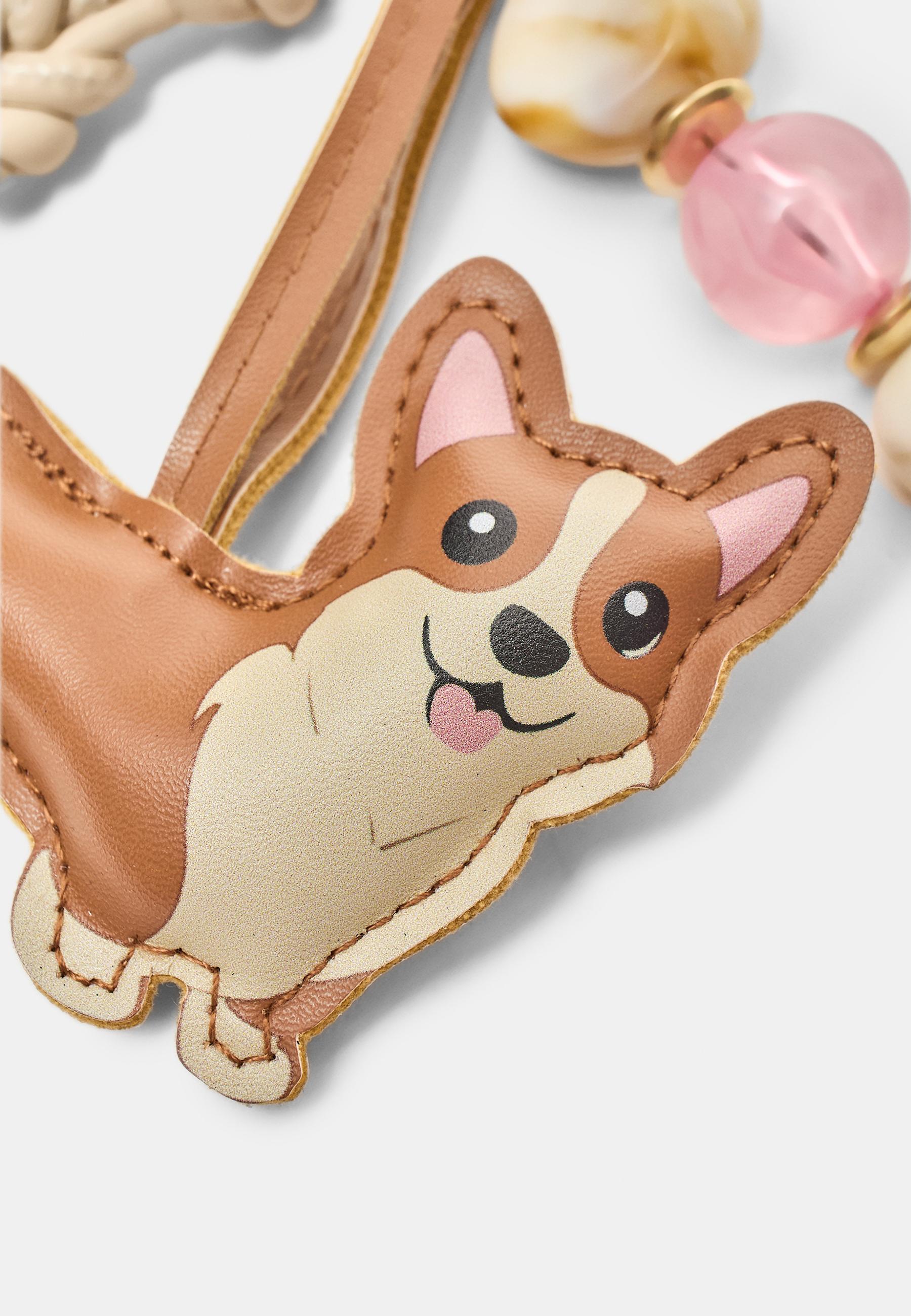 Corgi dog charm keyring — Brown