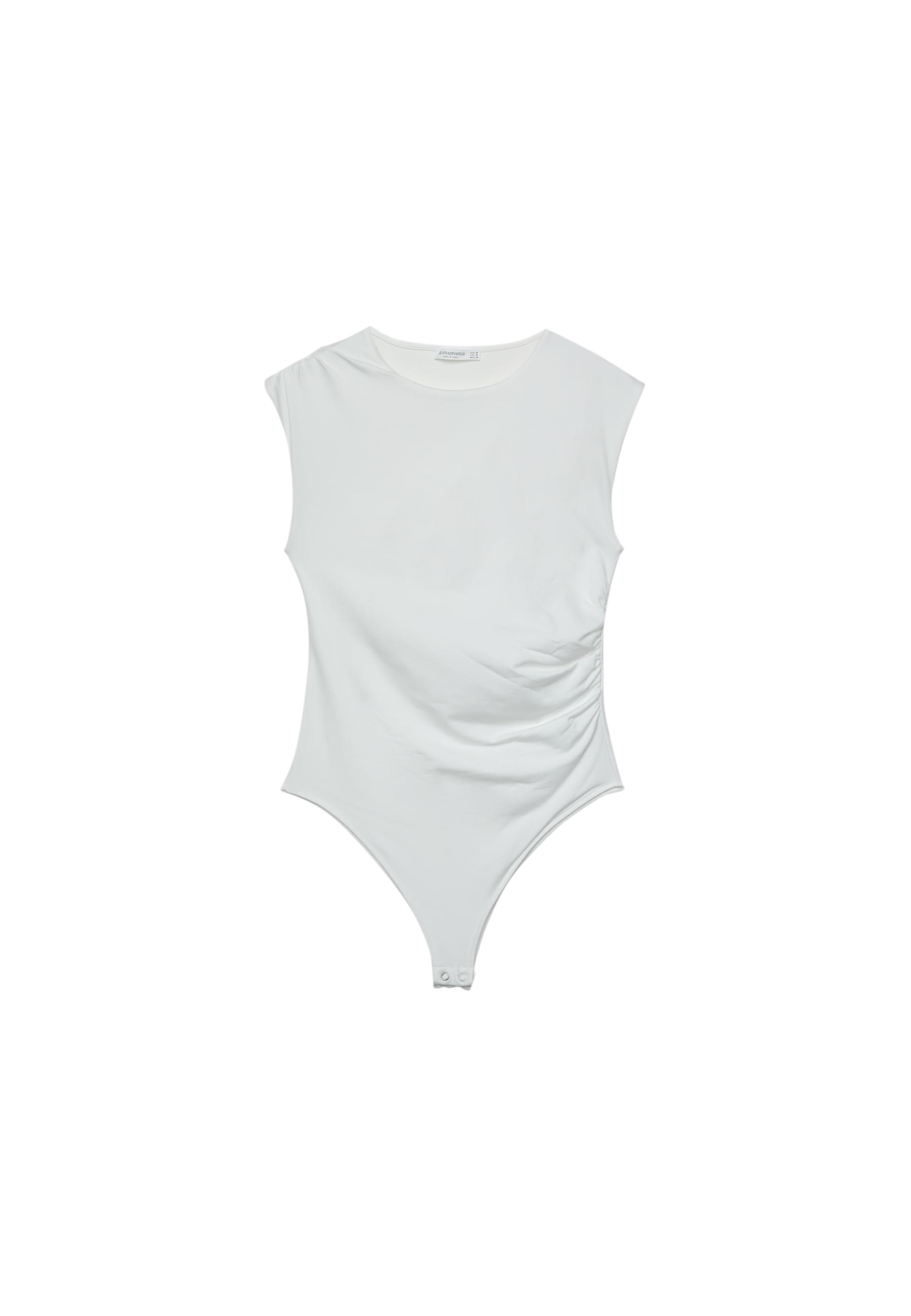 Gathered bodysuit — Ecru
