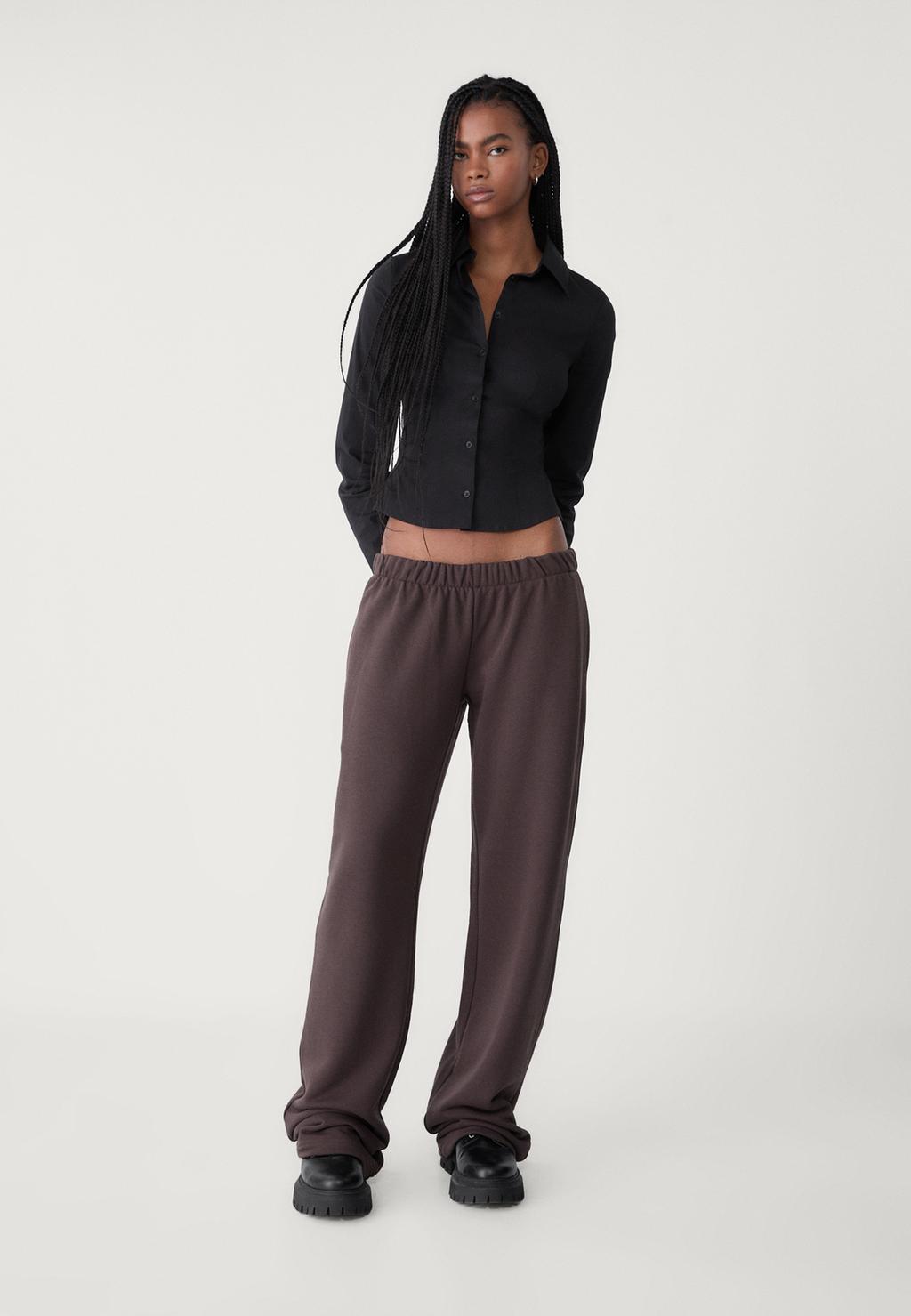 Wide leg plush trousers