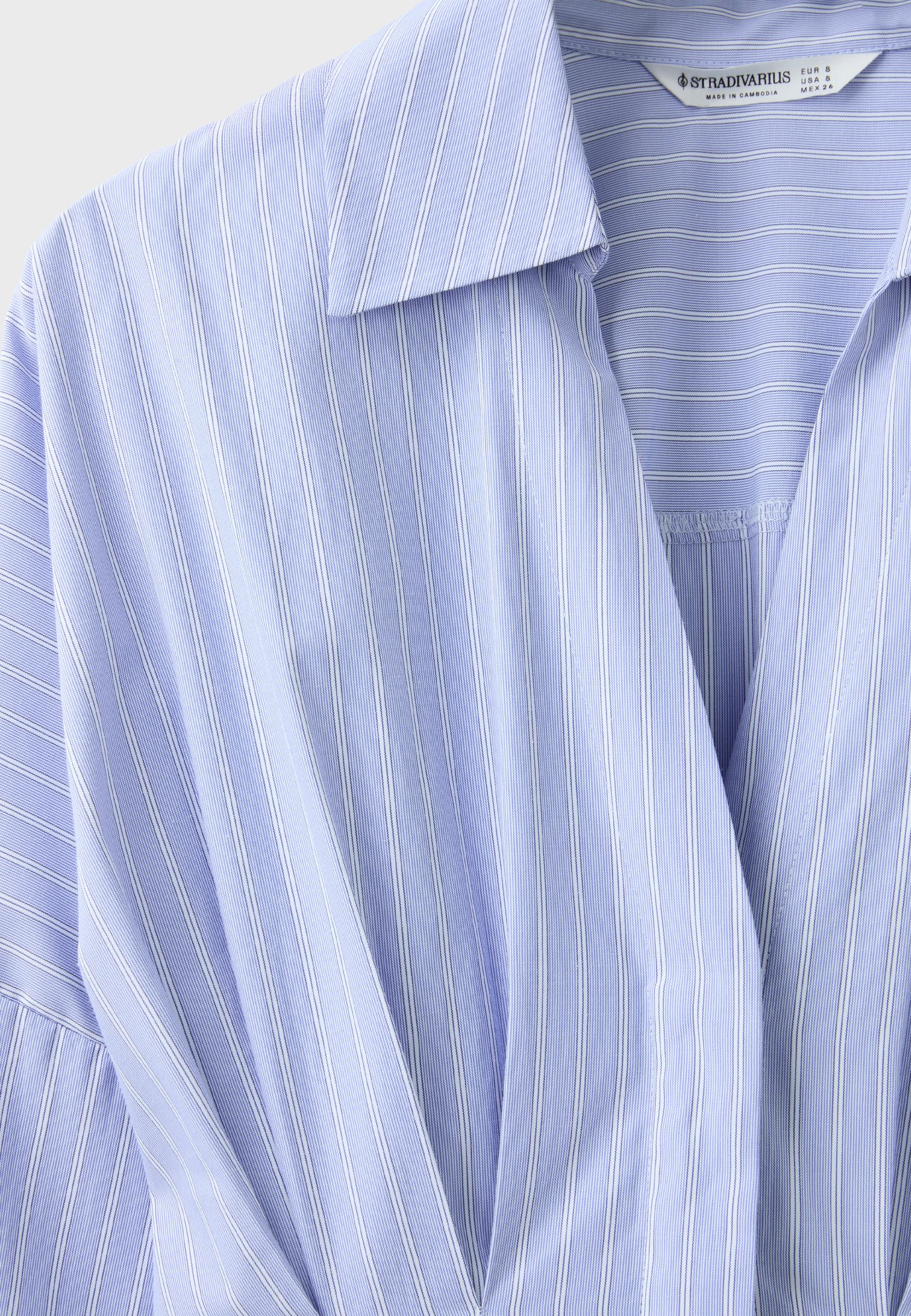 Pleated poplin shirt — Sky blue