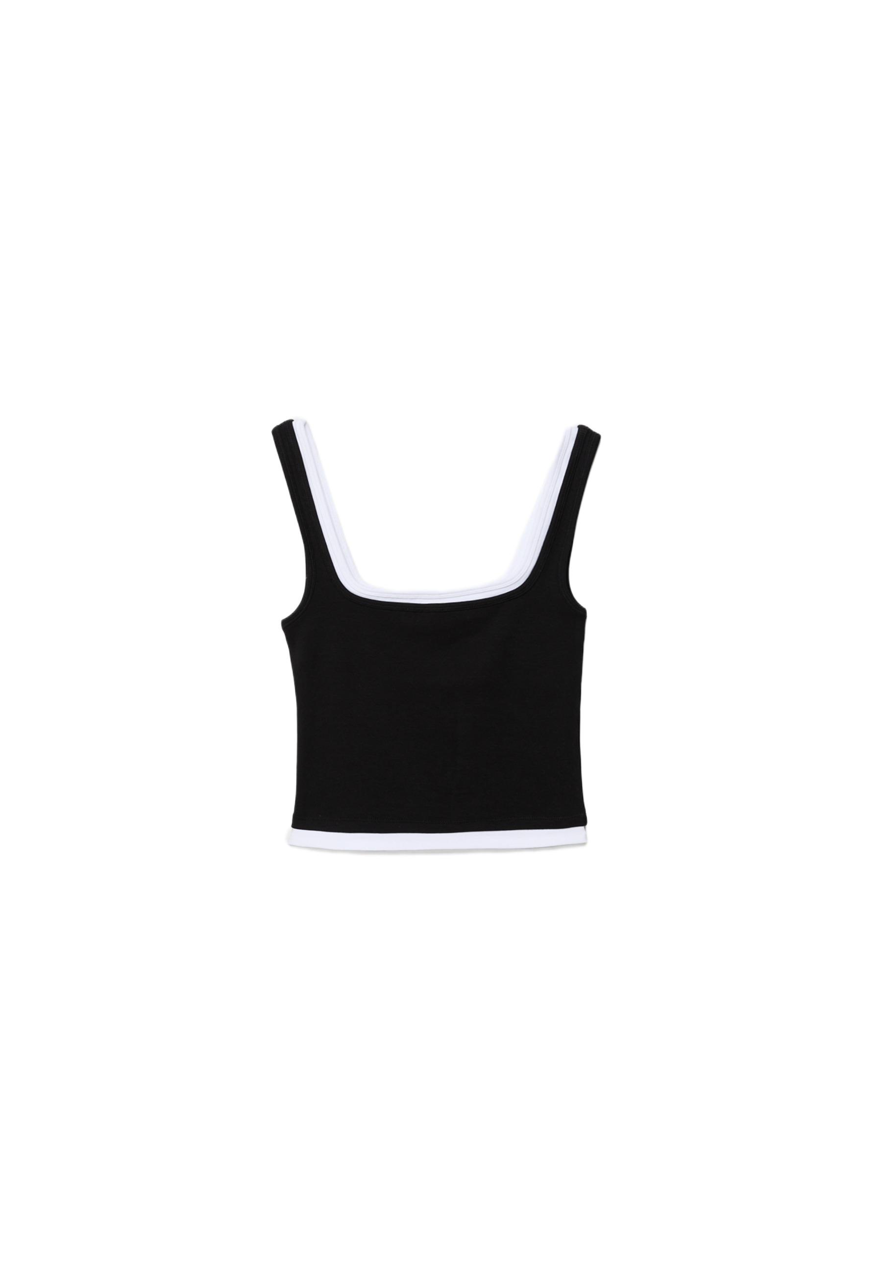 Two-piece effect square neckline top — Black