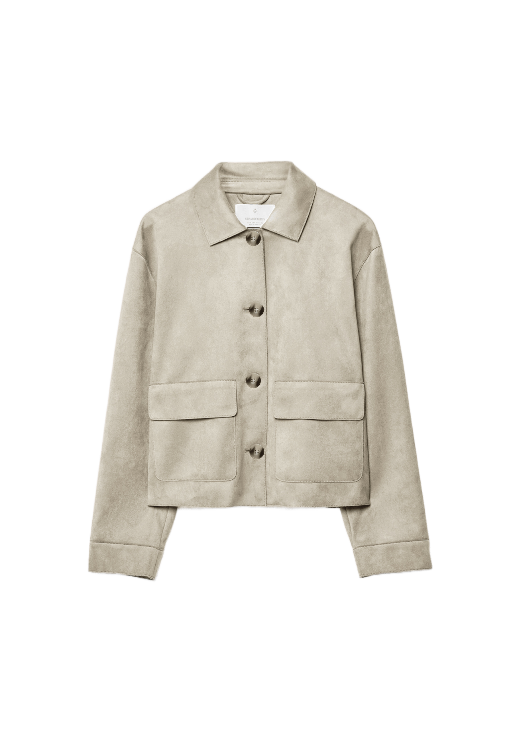 Faux suede jacket with pockets — Stone