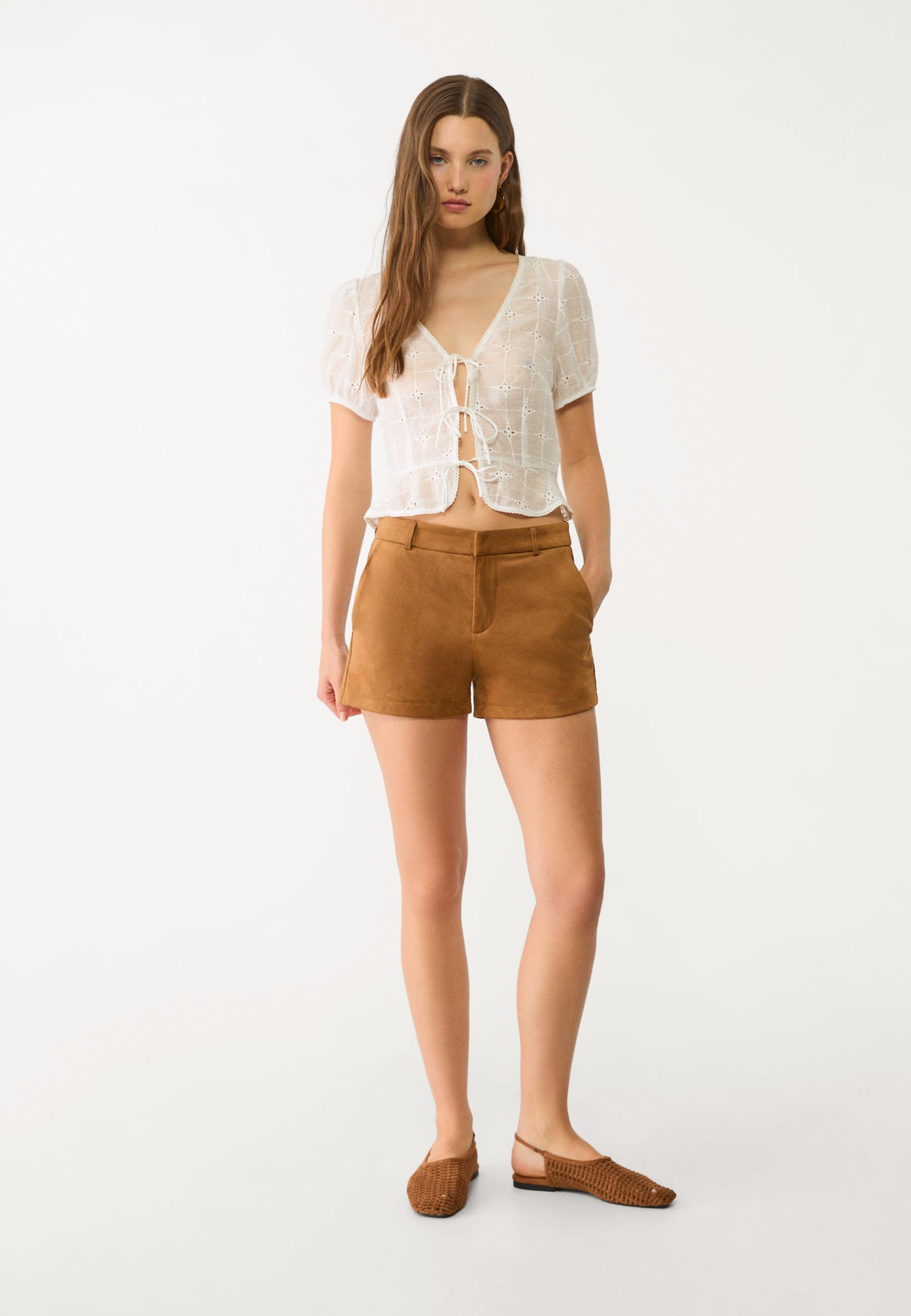 【EEUN】Suede Low Shorts LIMITED EDITION SUEDE SHORTS - Brown | ZARA United States