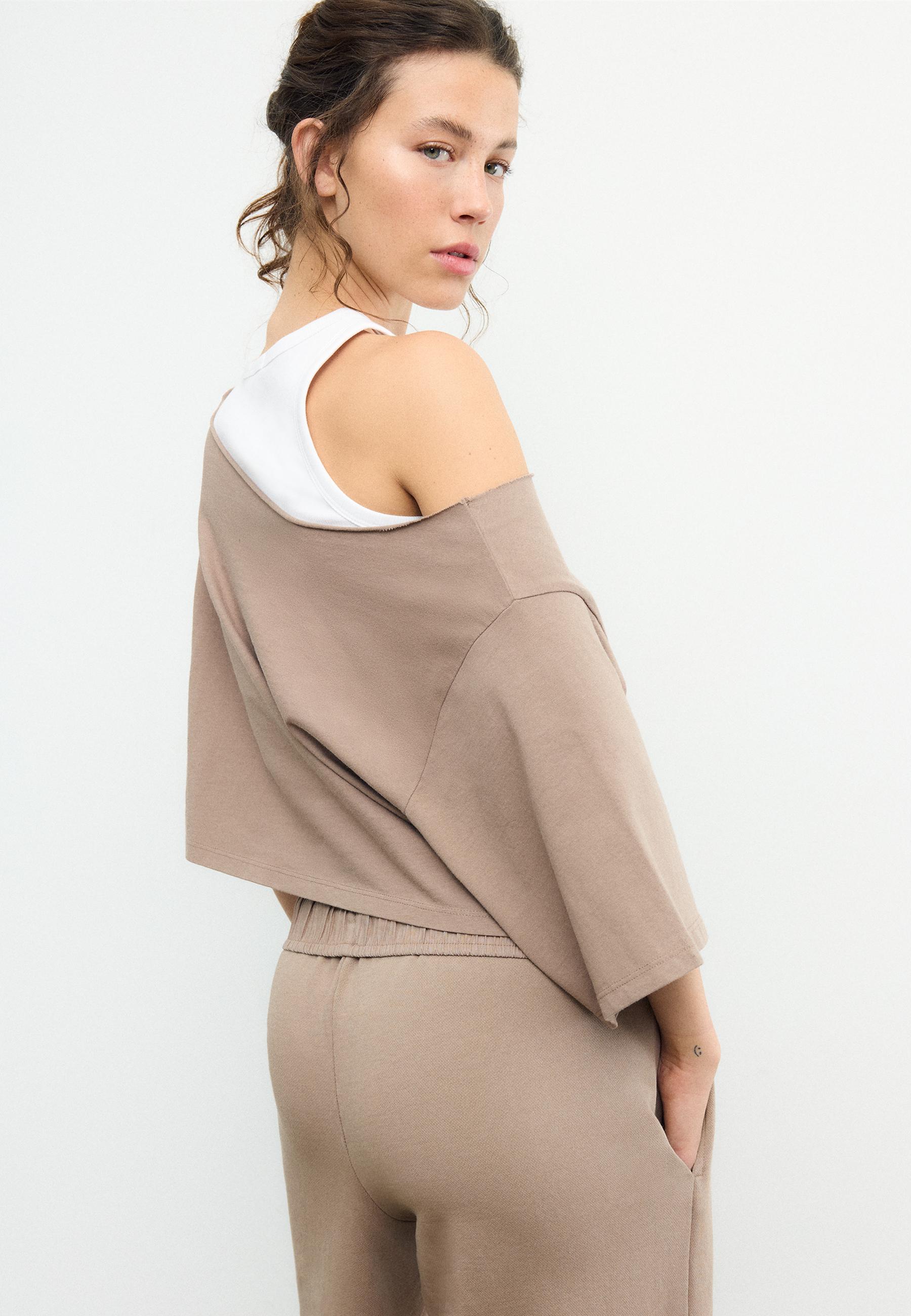 Double placement T-shirt — Beige