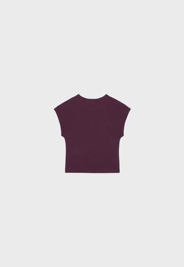 Cropped cap sleeve T-shirt — Purple 8