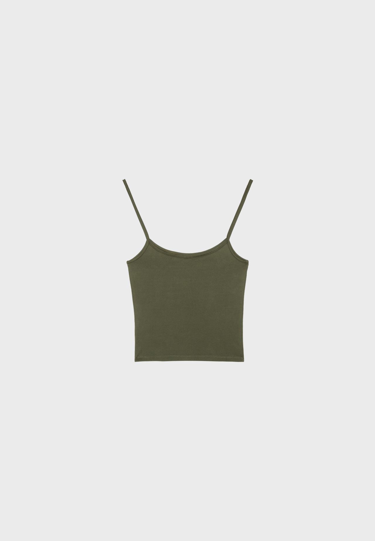 Polyamide strappy top — Khaki