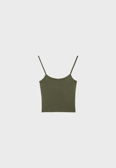 Polyamide strappy top — Khaki 8