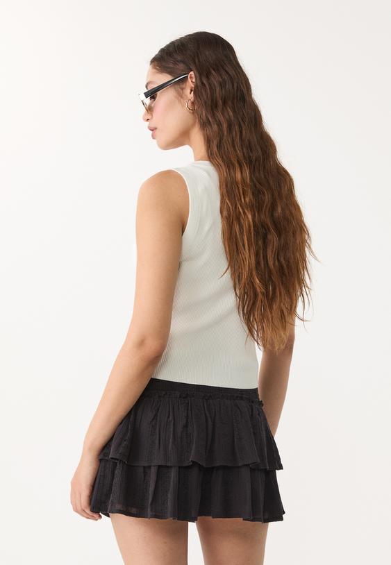 falda pantalon fluida volantes