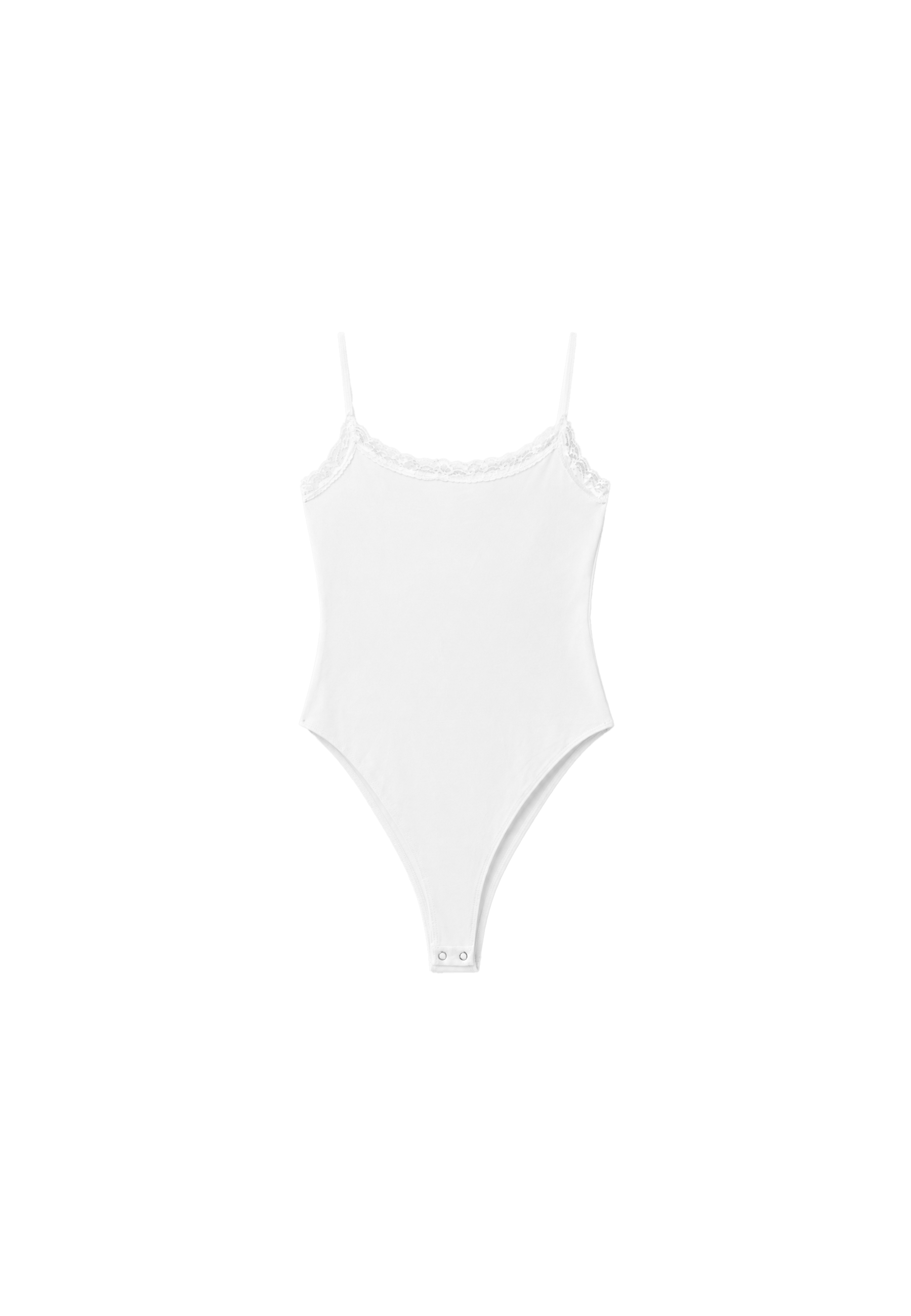 Bodysuit with blonde lace detail — Ecru