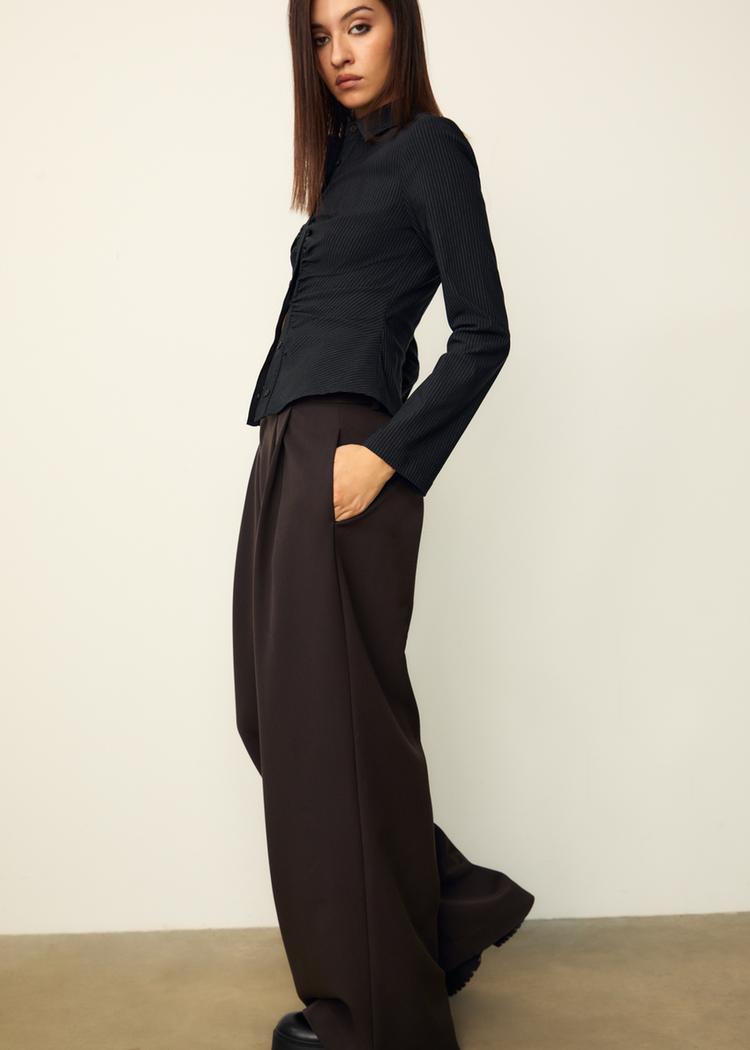 pantalon vestir wide leg pinzas