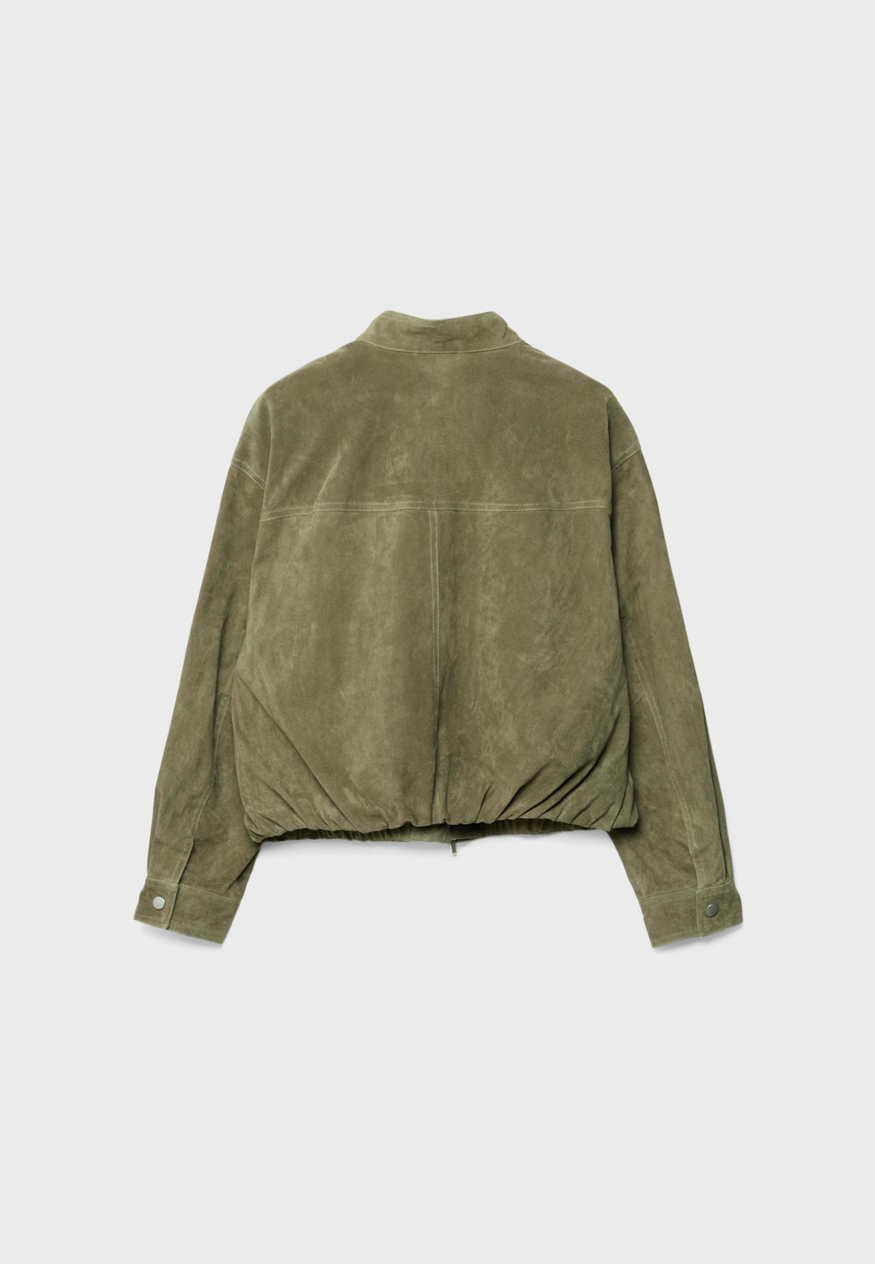 Leather jacket with pockets — Khaki (alternate view)