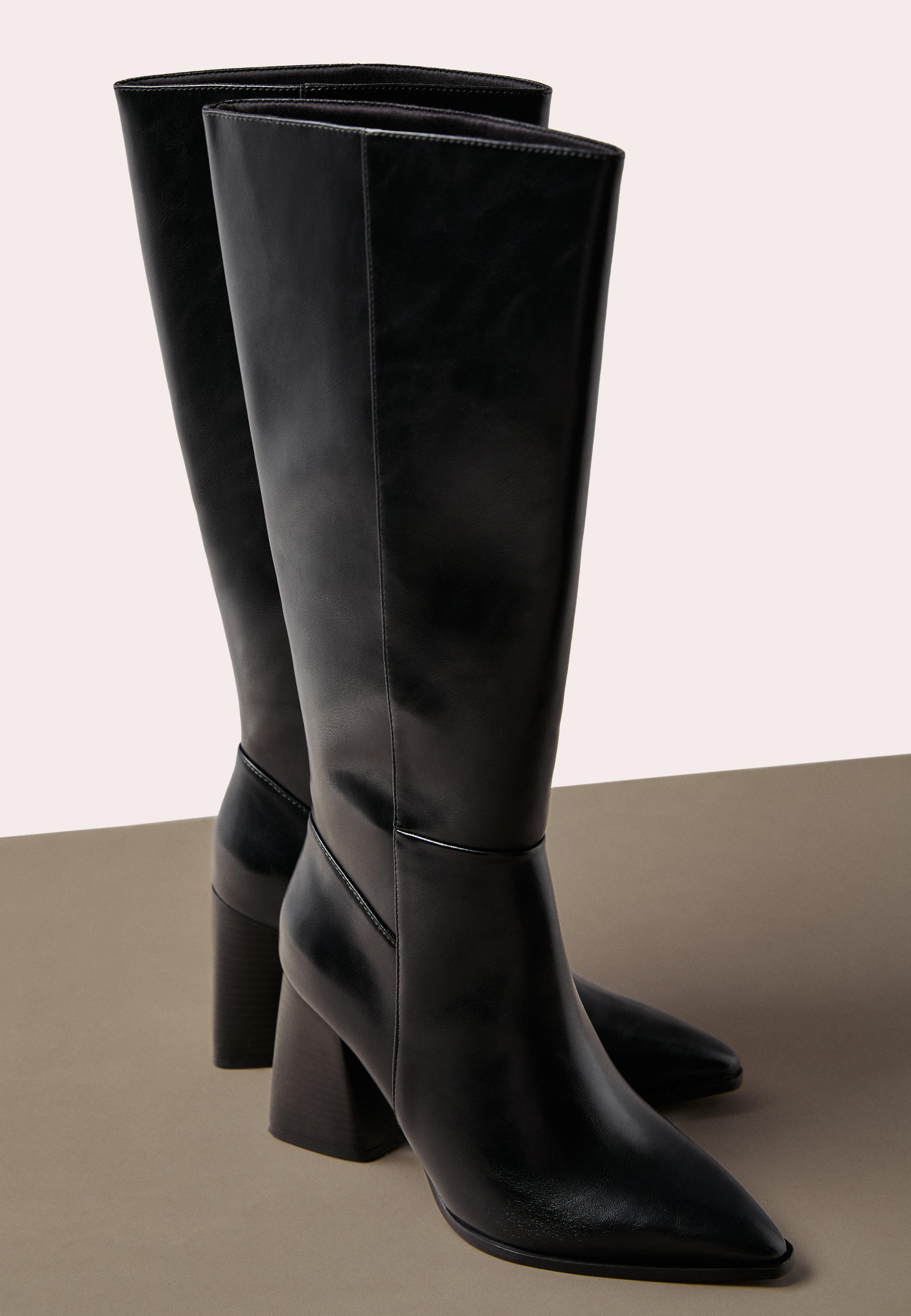 Black High-Heel Boots — BLACK