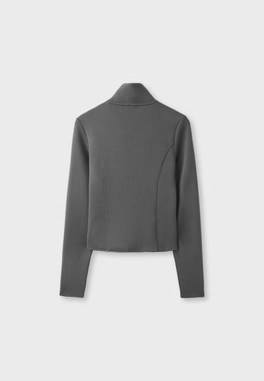 Soft-touch fitted zip-up sweatshirt — Grey 8