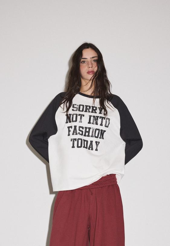 tshirt a manches longues raglan imprime
