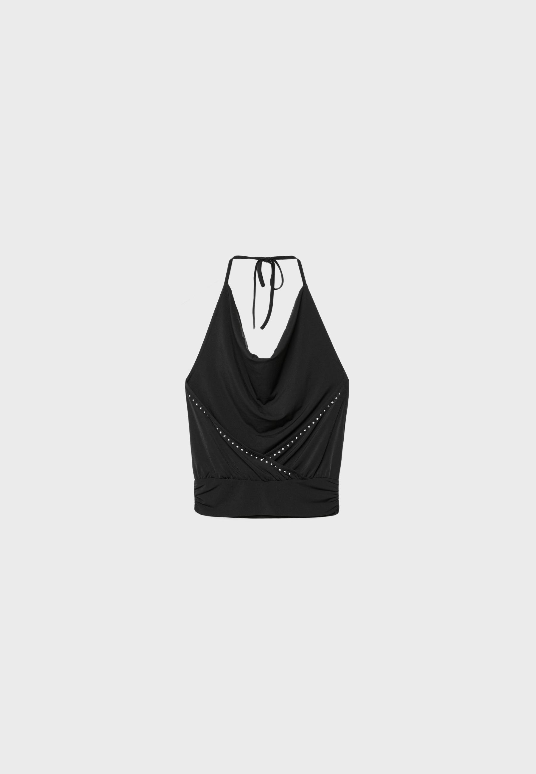 Studded halter top — Black
