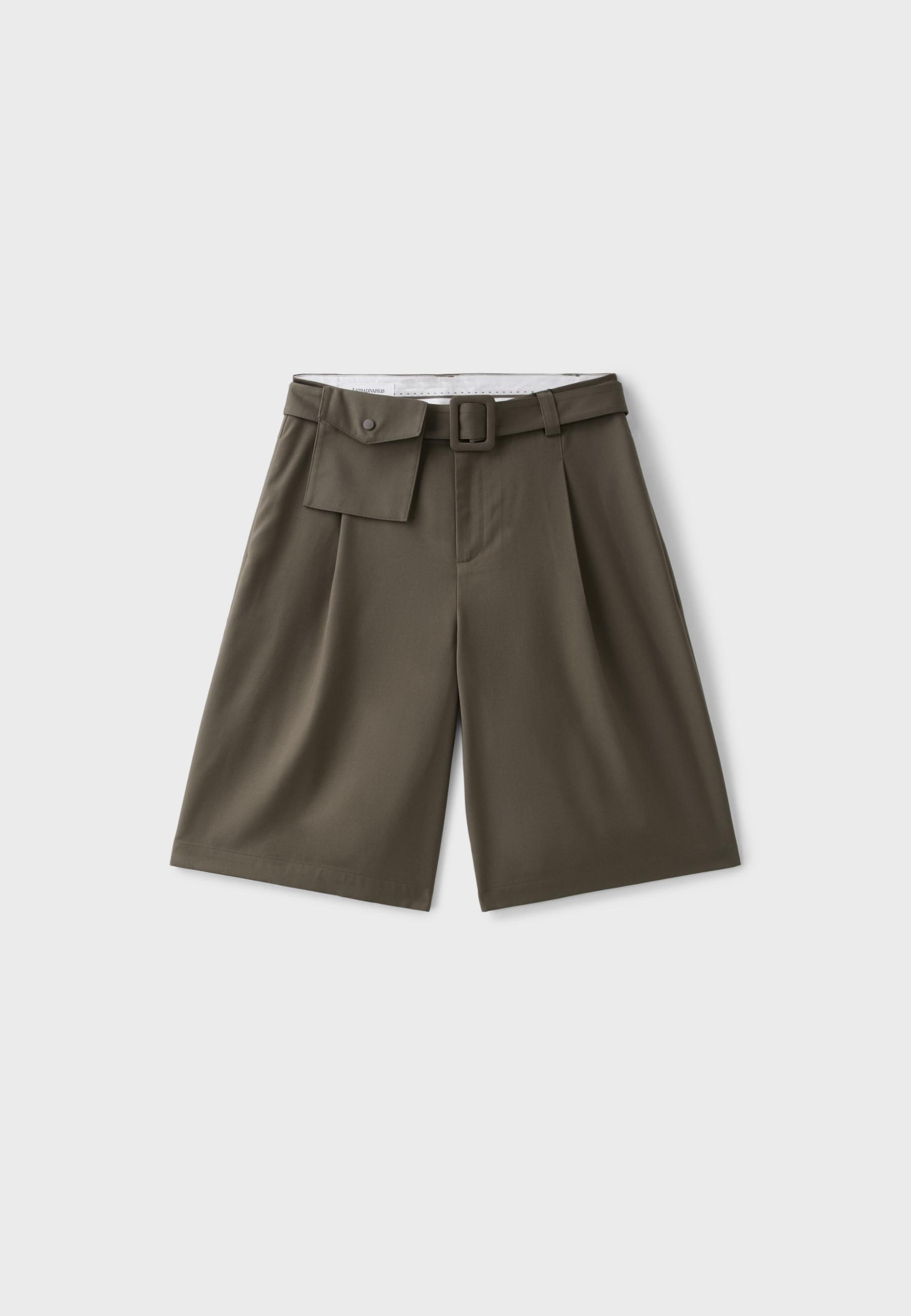 Smart Bermuda shorts with belt detail — Brown