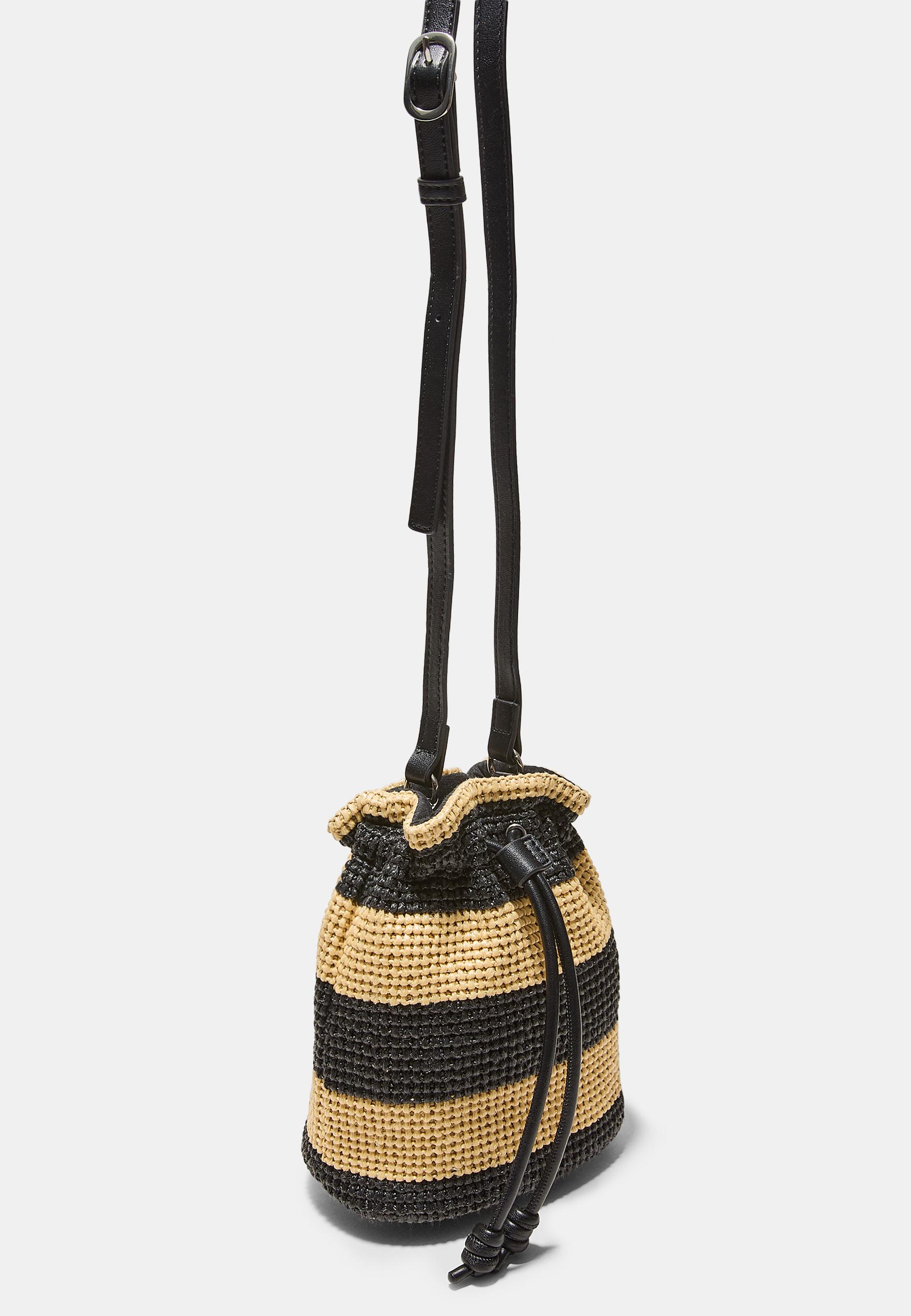 Contrast crochet crossbody bag — Ecru