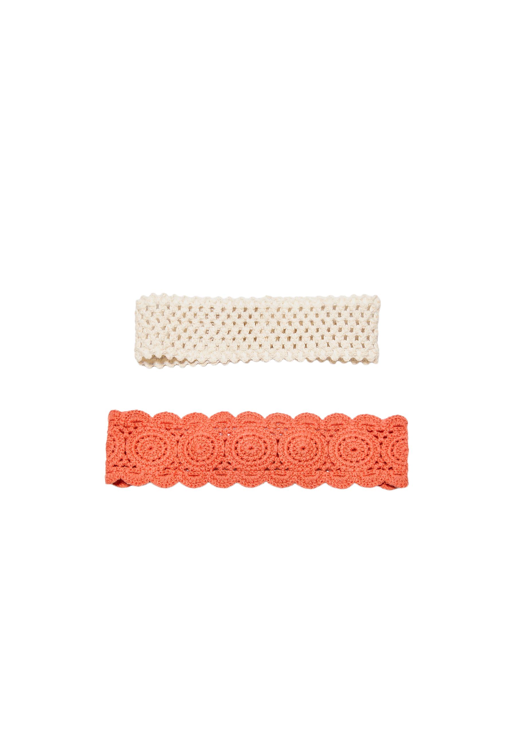 Set of 2 crochet fur hair ties — Orange
