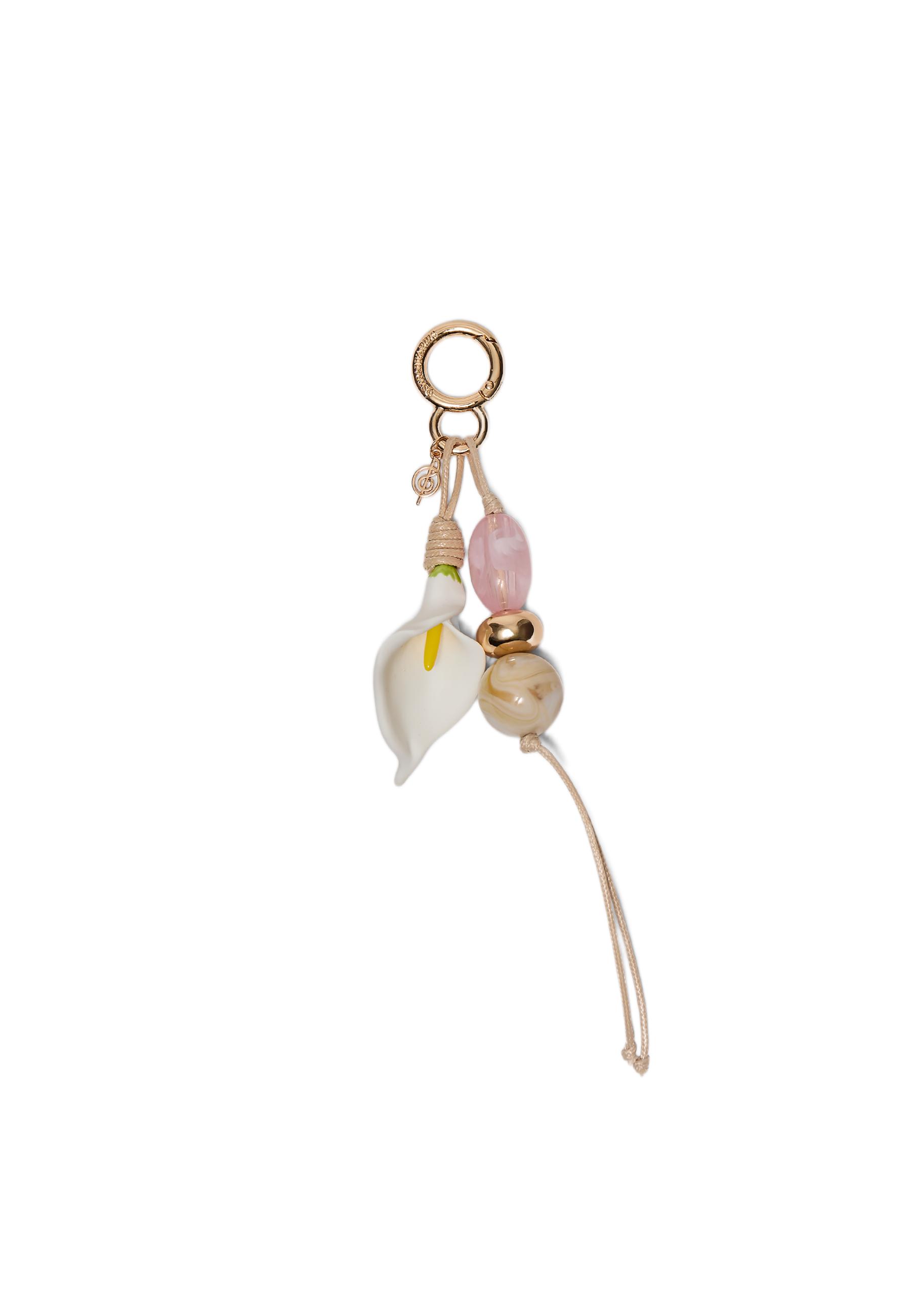 Beaded calla lily flower keyring — White