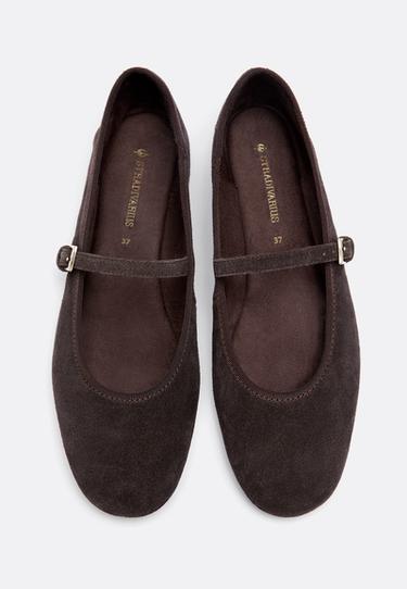 Leather Mary Jane ballet pumps — BROWN 3