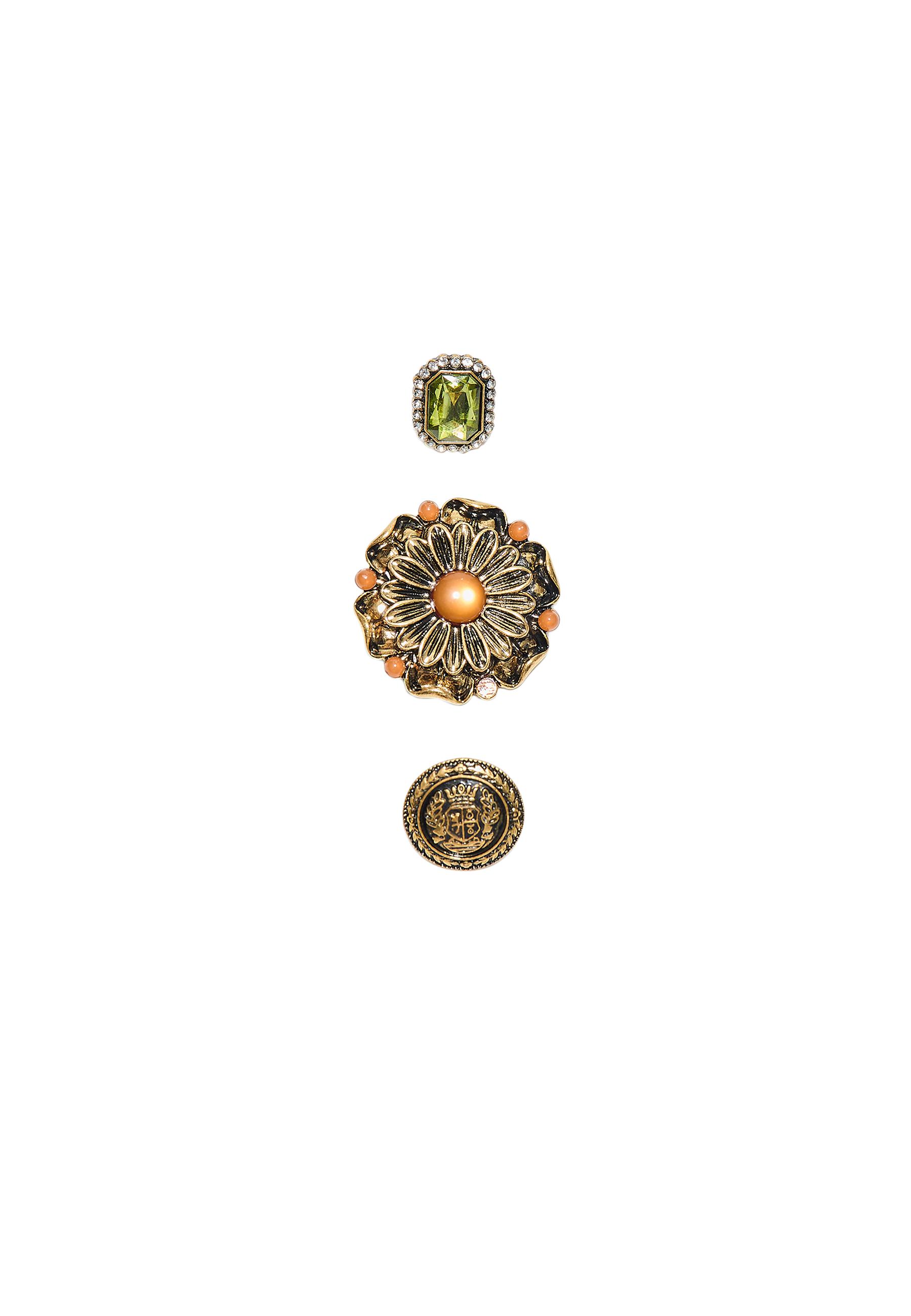 Set of 3 engraved brooches — Gold