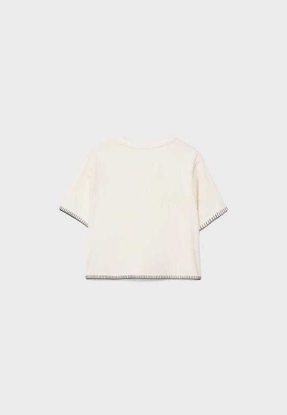 Palmiye ağacı işlemeli crop t-shirt_7