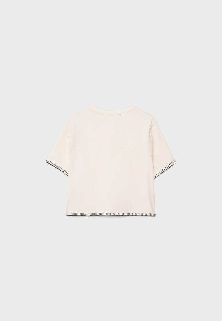Palmiye ağacı işlemeli crop t-shirt_7