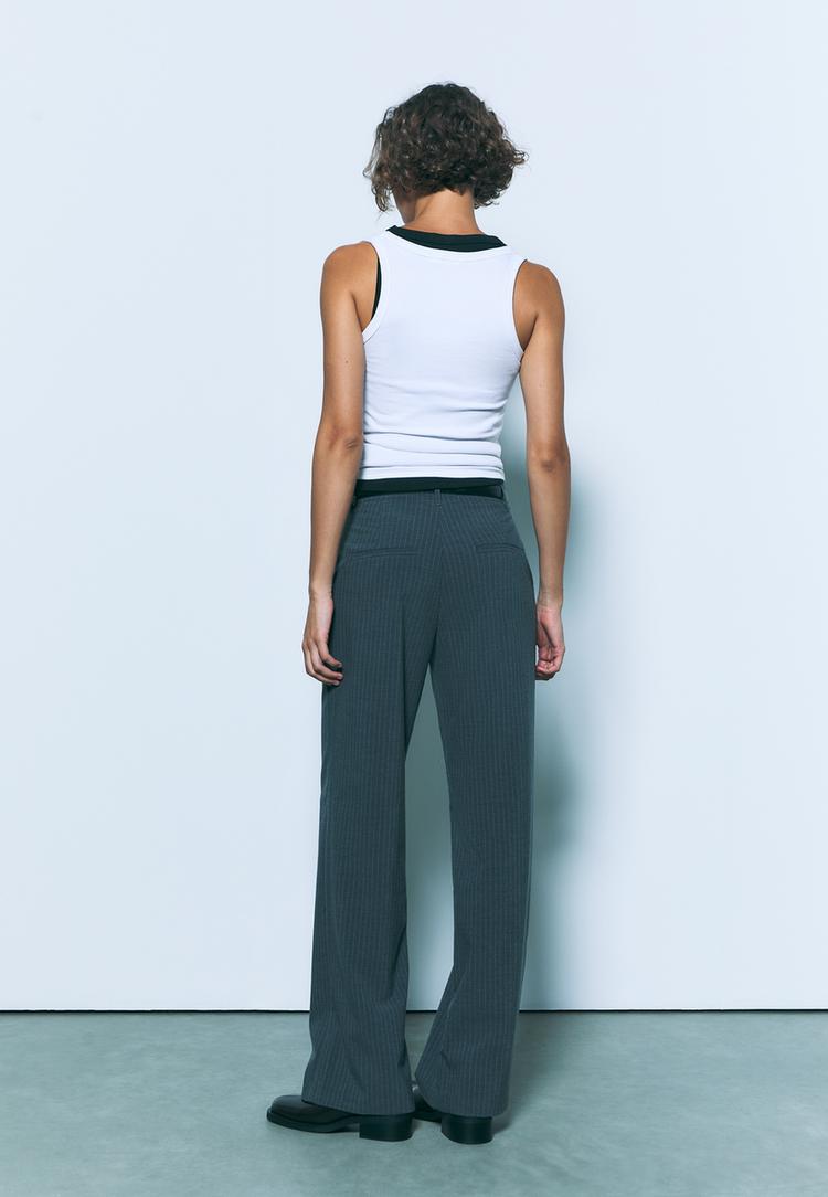 pantalon fluido recto vestir cinturon