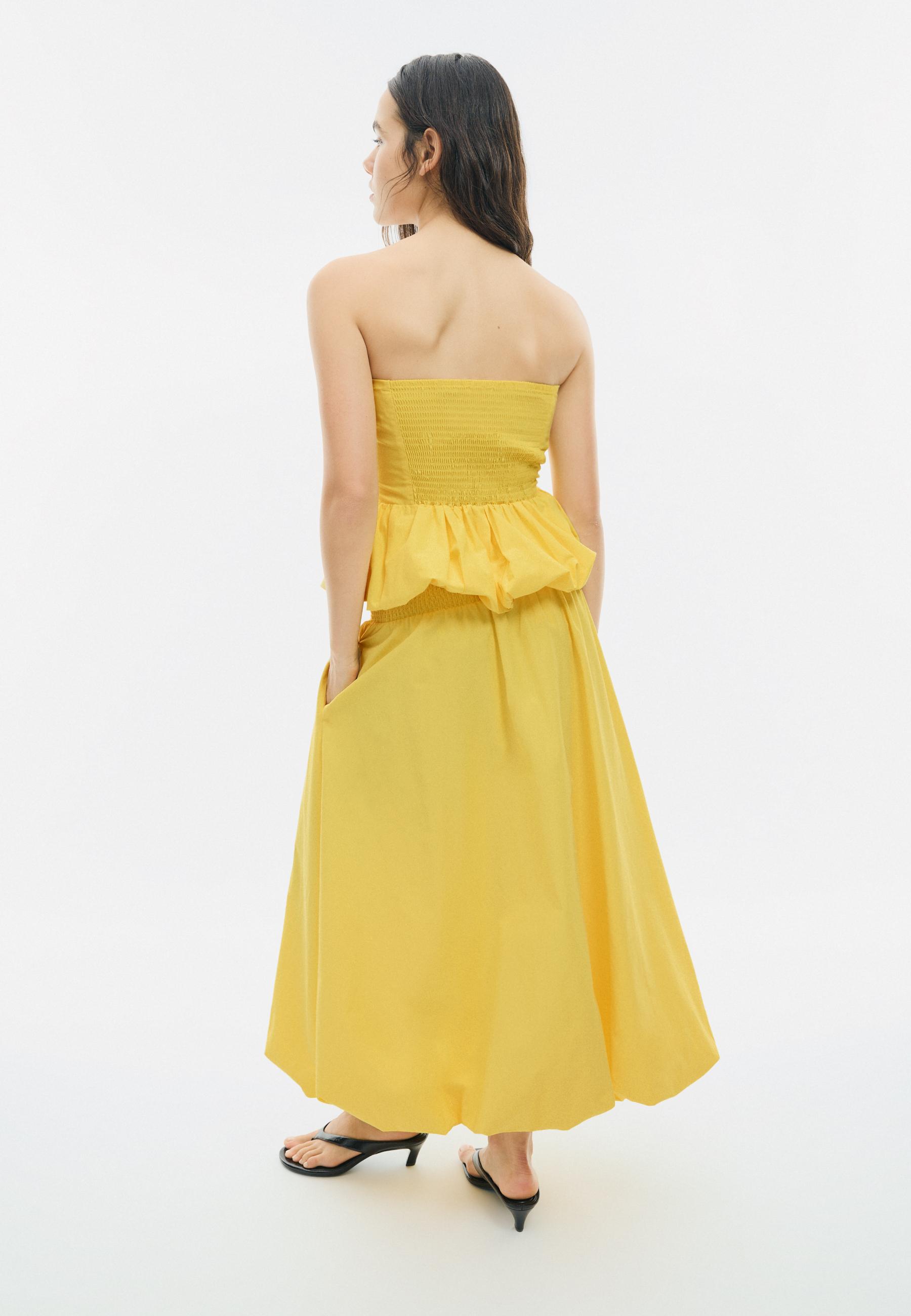 Poplin balloon long skirt — Gold