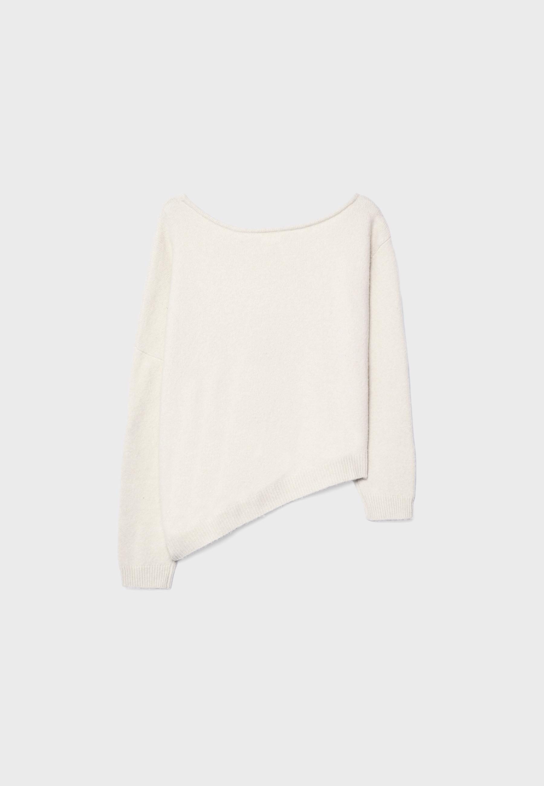 Asymmetric knit sweater — Ecru