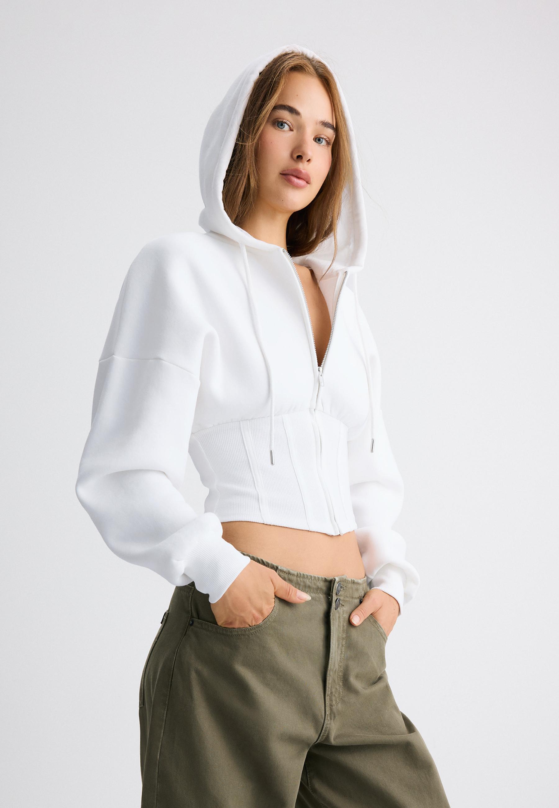 Corset-style hoodie — Ecru