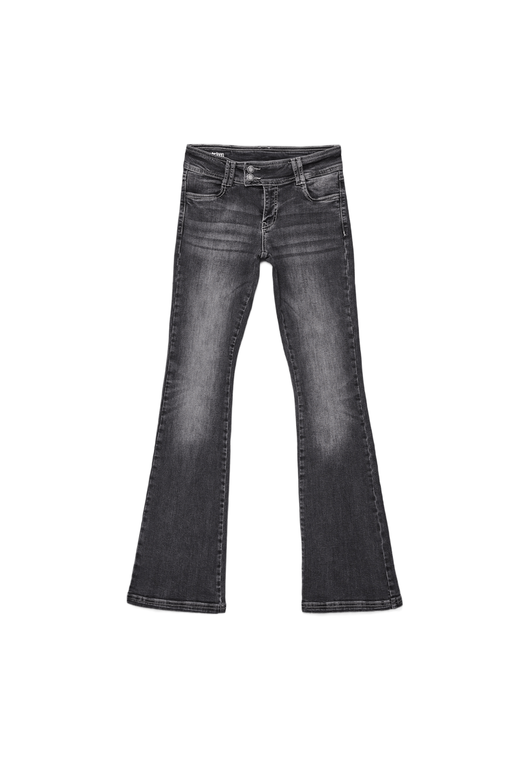 Düşük bel zımbalı bootcut fit jean - Görsel 13