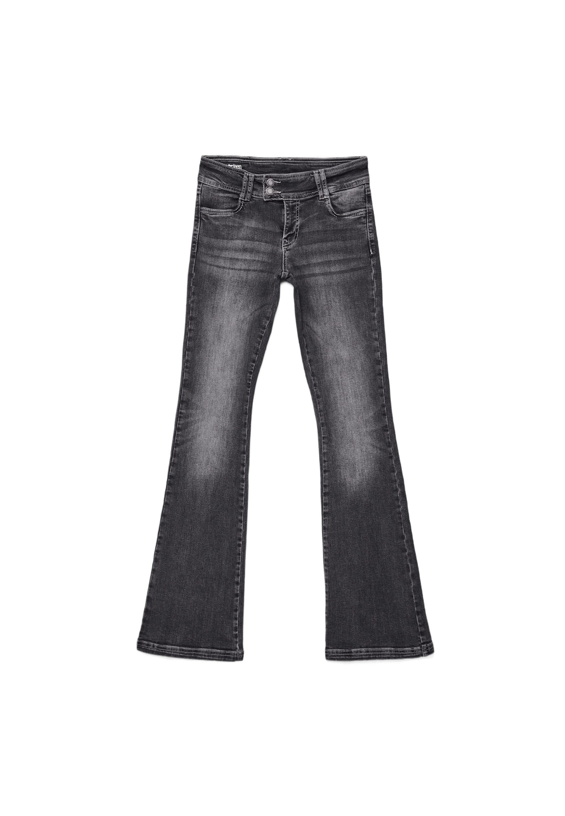 Low-rise bootcut jeans with studs — BLACK DENIM WASHED EFFECT