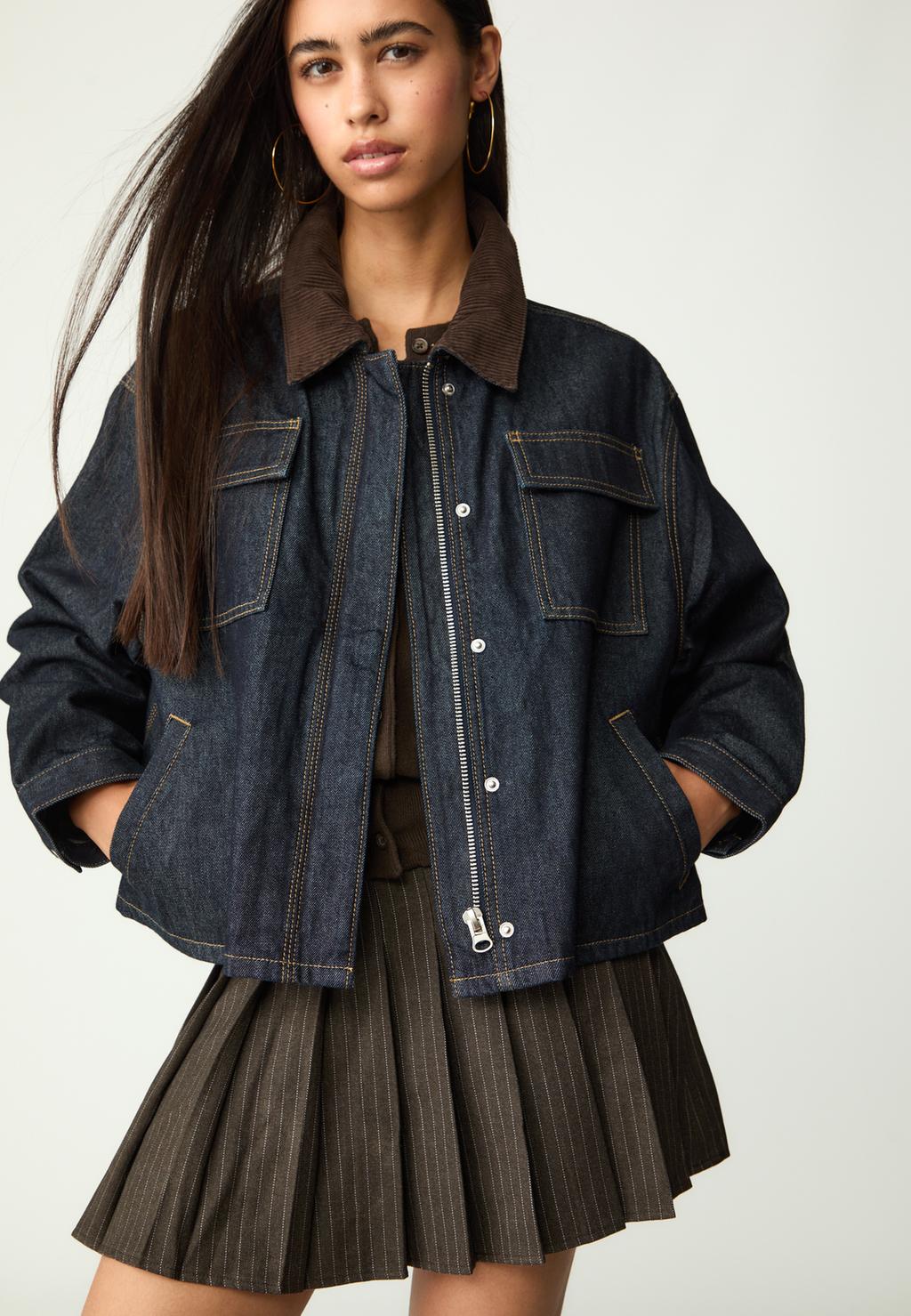 Cazadora denim combinada