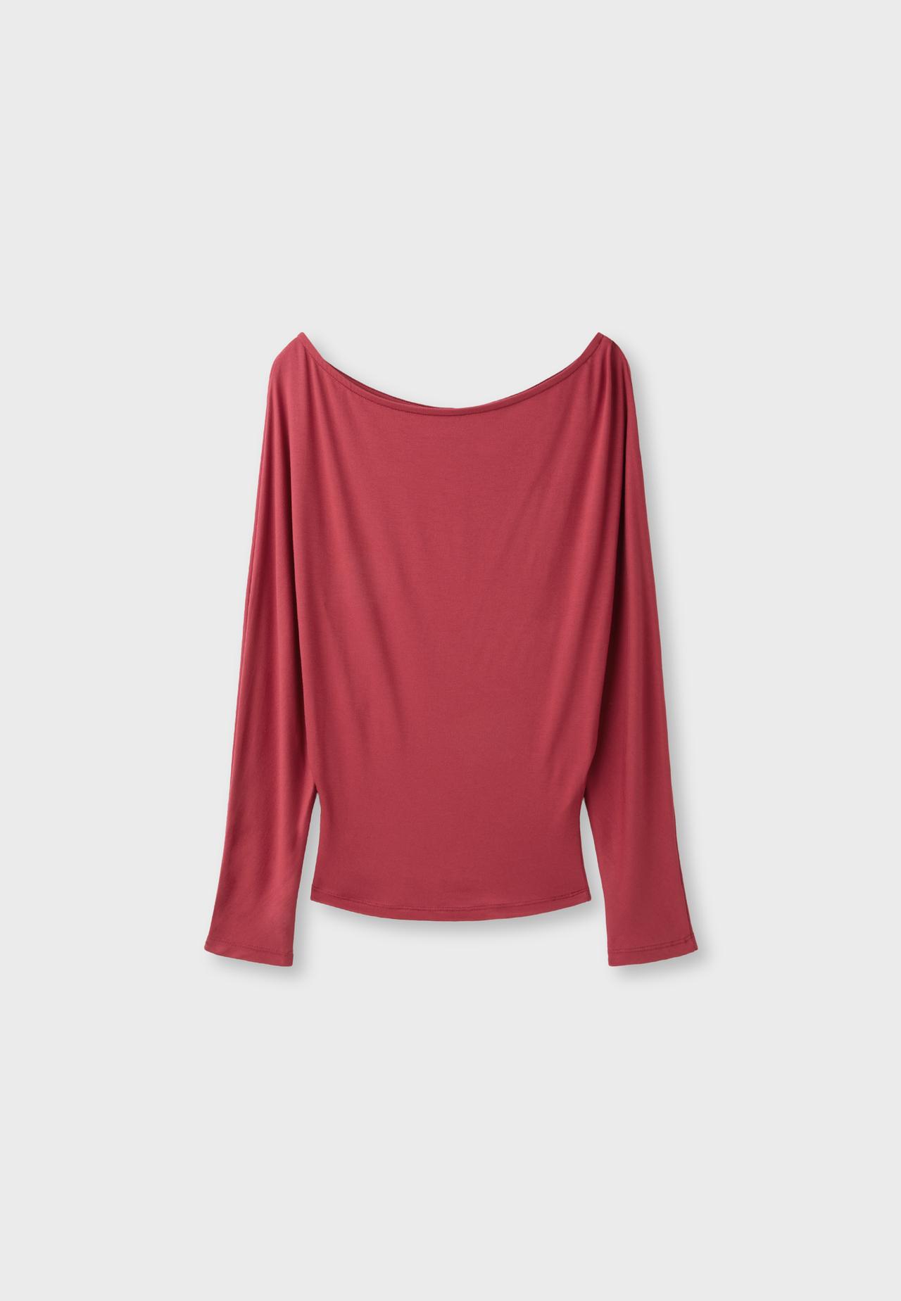 Asymmetric sash-effect top — Dark red