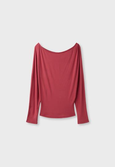 Asymmetric sash-effect top — Dark red 7